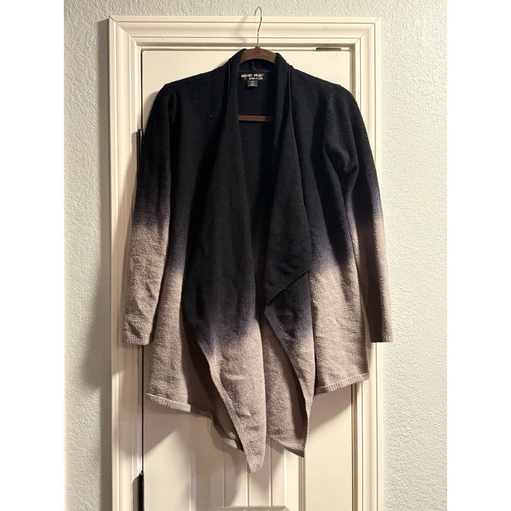 Barefoot Dreams Cardigan Womens S/M Black Grey Excellent Ombre Bamboo Chic Lite